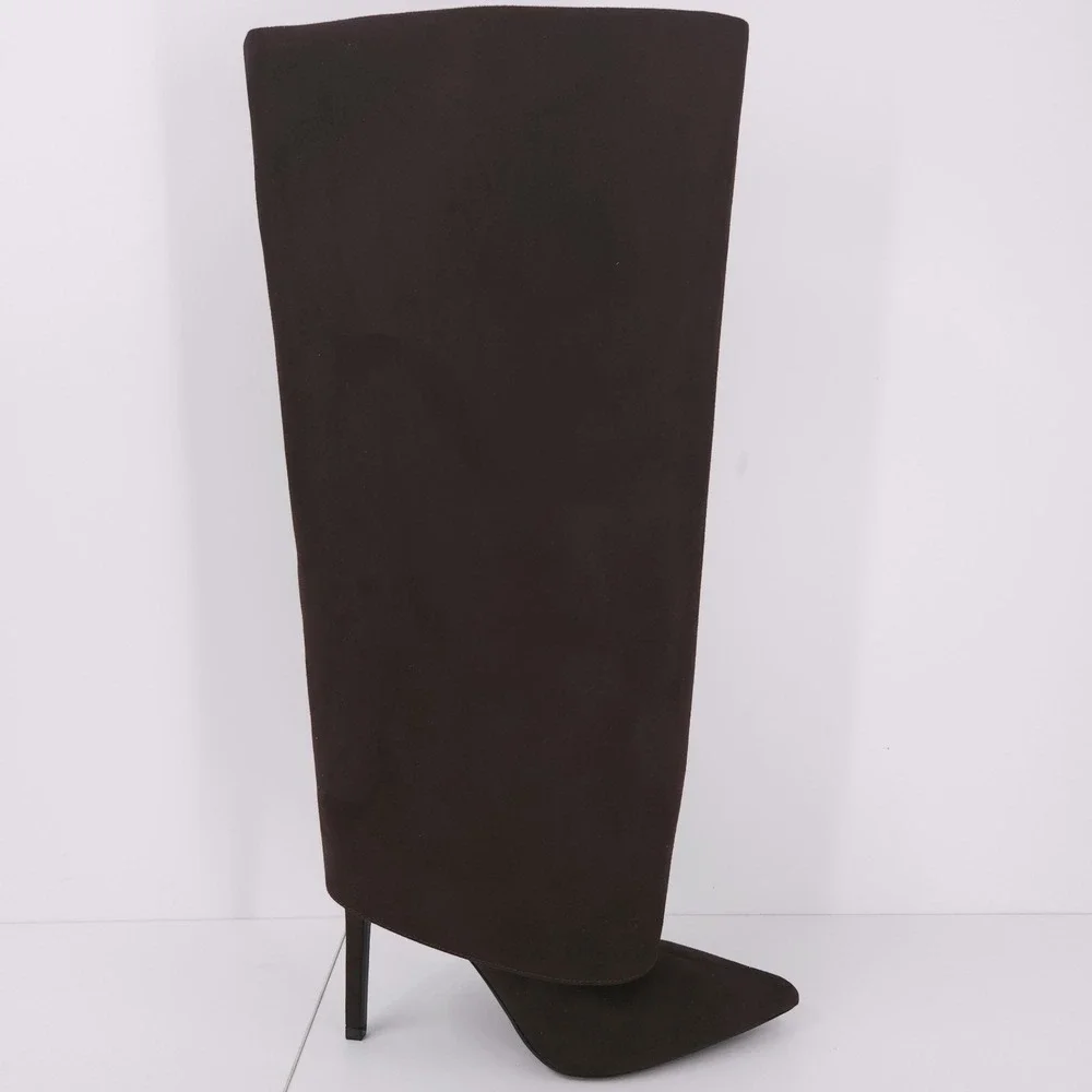 I.N.C Skylar Fold Over Cuffed Knee High Boots Rich Truffle Micro Womens 6.5 M WC
